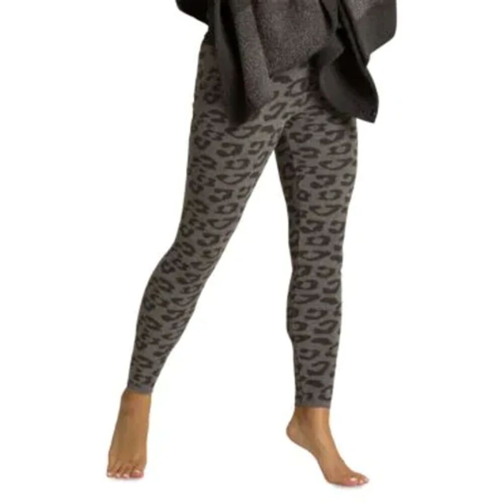 Barefoot Dreams Cozychic Ultra Lite Leopard Leggings, Graphite Carbon, Size M